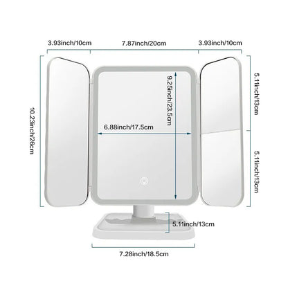 Trifold LED Makeup Mirror - Smart Complementary Beauty Lights-4