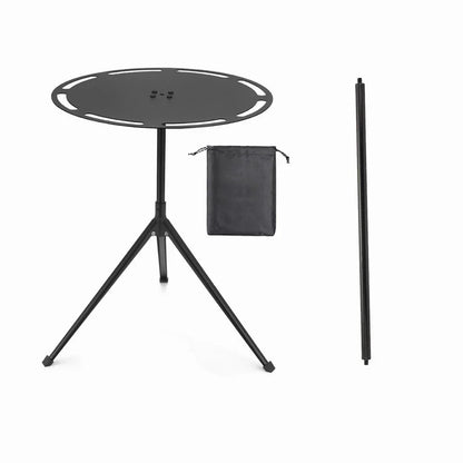 Round Camping Table with Telescopic Fishing Light Pole-0