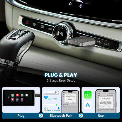 Wired to Wireless CarPlay Android Auto Adapter Black-3
